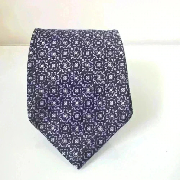 ROBERT TALBOTT best of class purple flowered tie. 100% hand sewn  silk. - Picture 1 of 7
